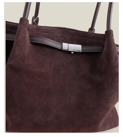 Grand Sac à Main en Cuir Suède Femme Élégant