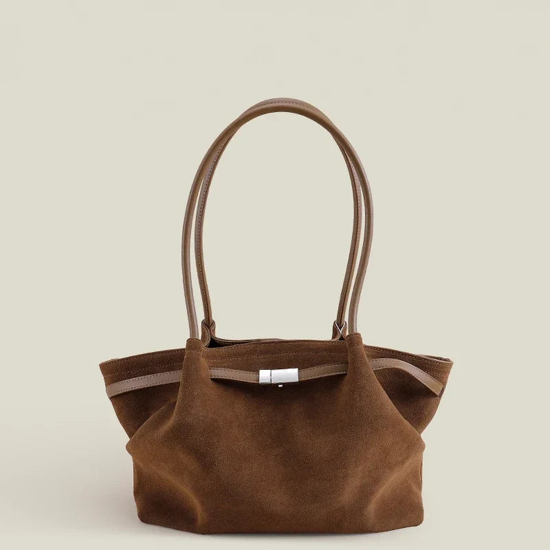 Grand Sac à Main en Cuir Suède Femme Élégant