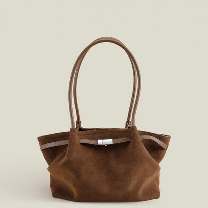 Grand Sac à Main en Cuir Suède Femme Élégant