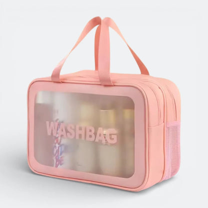 Grande Trousse de Toilette Transparente Rose Pêche - | AïtaVia