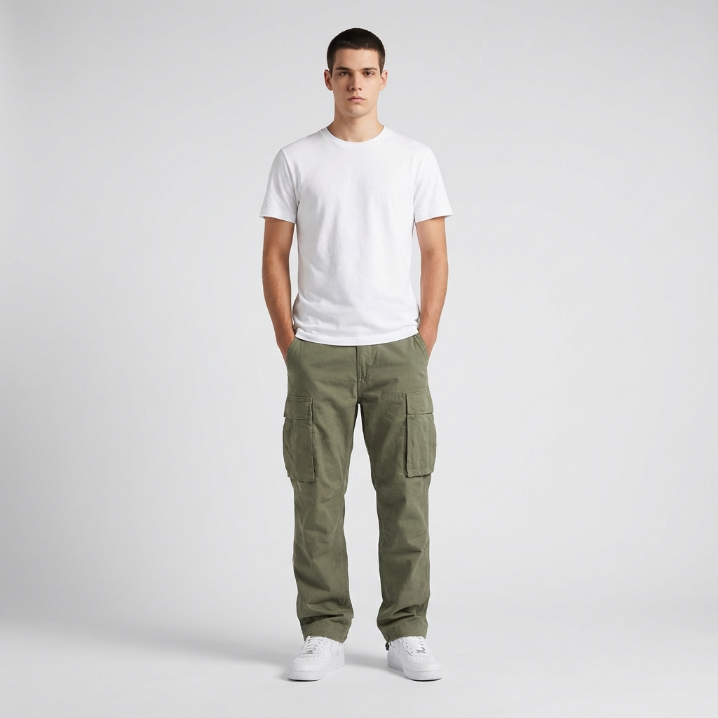 Pantalon cargo homme décontracté à taille ajustable