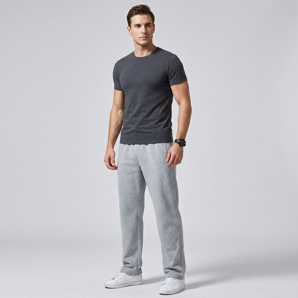 Pantalon de jogging homme jambe large, taille élastique à cordon