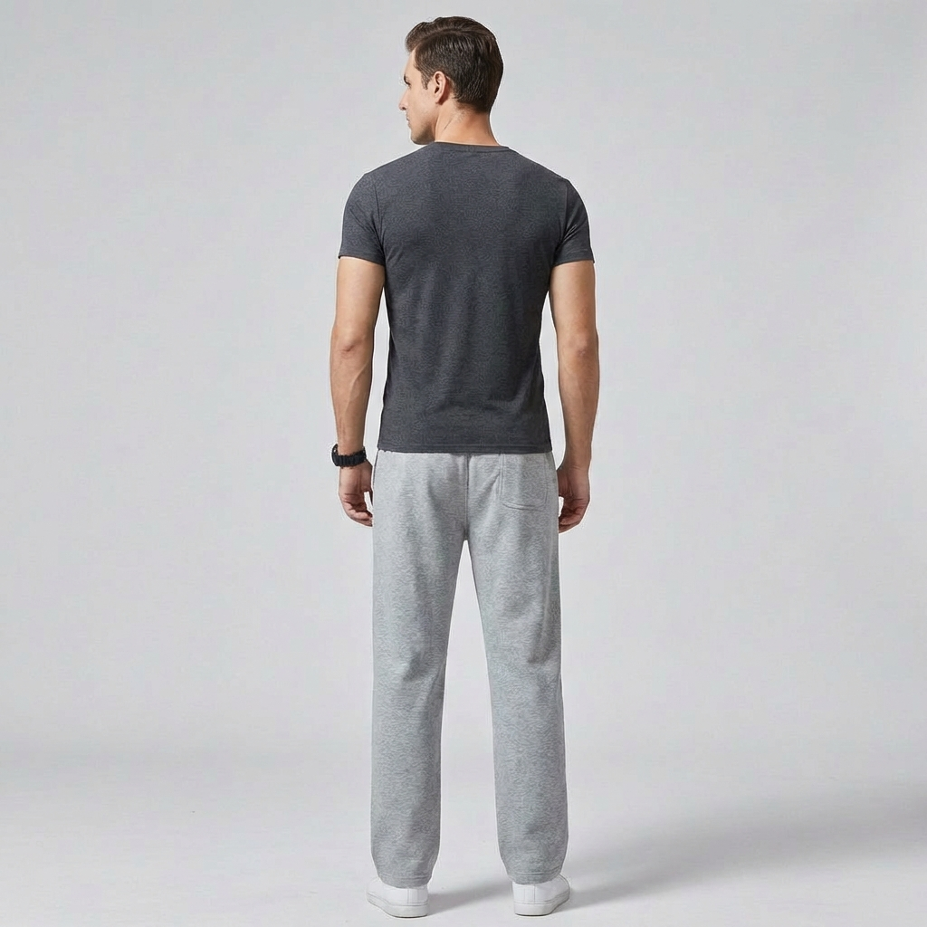 Pantalon de jogging homme jambe large, taille élastique à cordon