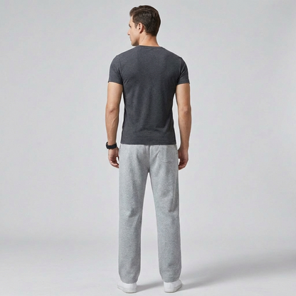 Pantalon de jogging homme jambe large, taille élastique à cordon