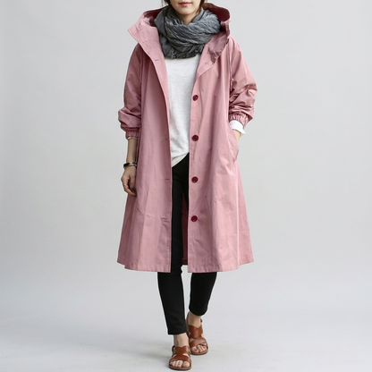 Veste imperméable femme oversize à capuche réglable et zip