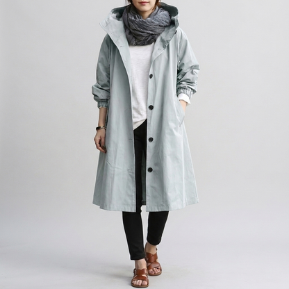 Veste imperméable femme oversize à capuche réglable et zip