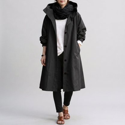 Veste imperméable femme oversize à capuche réglable et zip