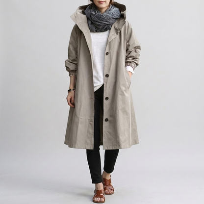 Veste imperméable femme oversize à capuche réglable et zip