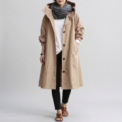 Veste imperméable femme oversize à capuche réglable et zip