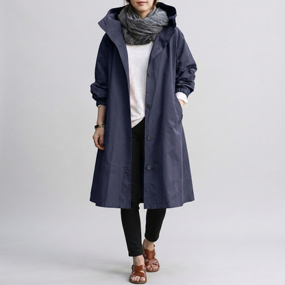 Veste imperméable femme oversize à capuche réglable et zip
