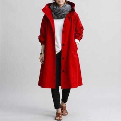 Veste imperméable femme oversize à capuche réglable et zip