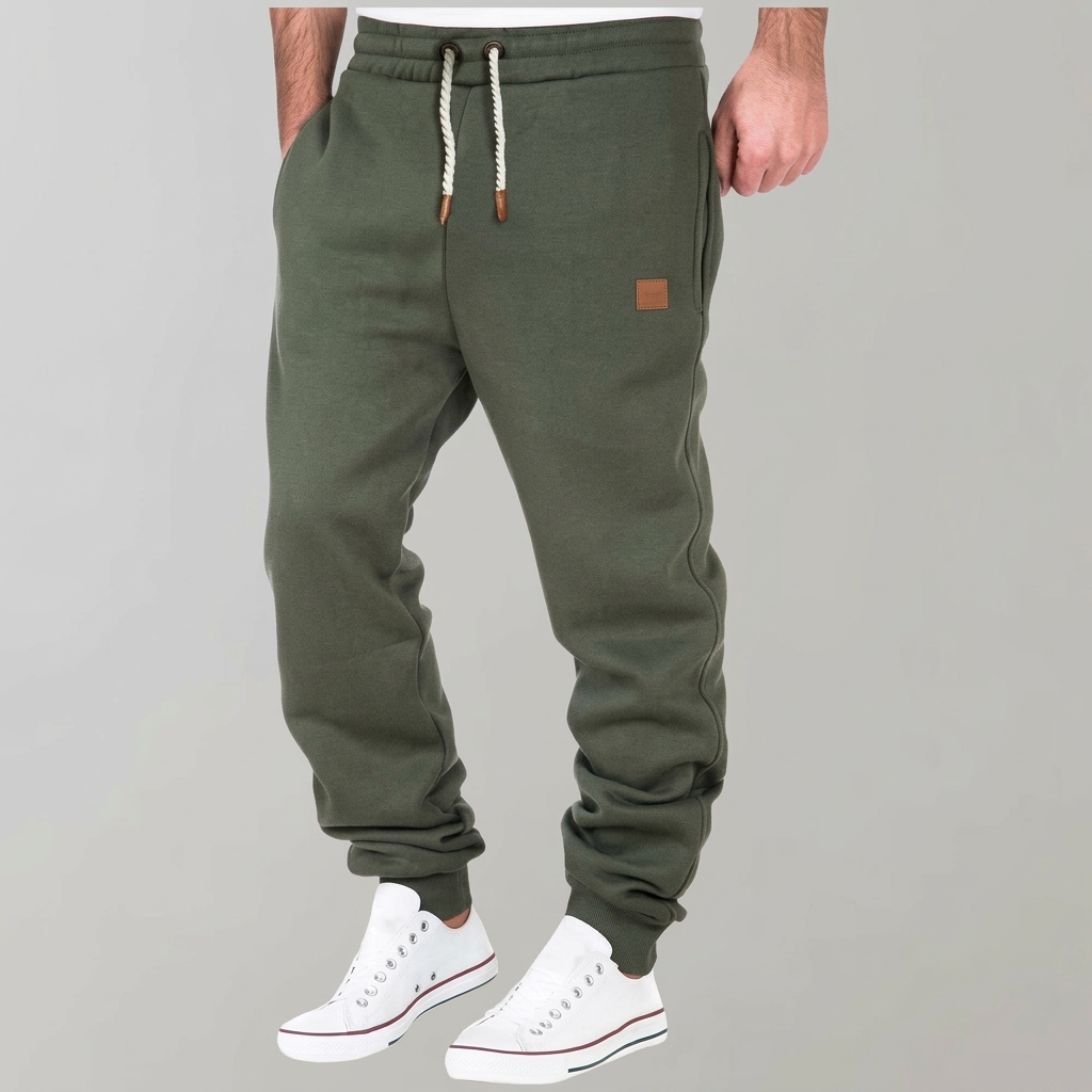 Pantalon de jogging homme en tissu doux, taille élastique à cordon