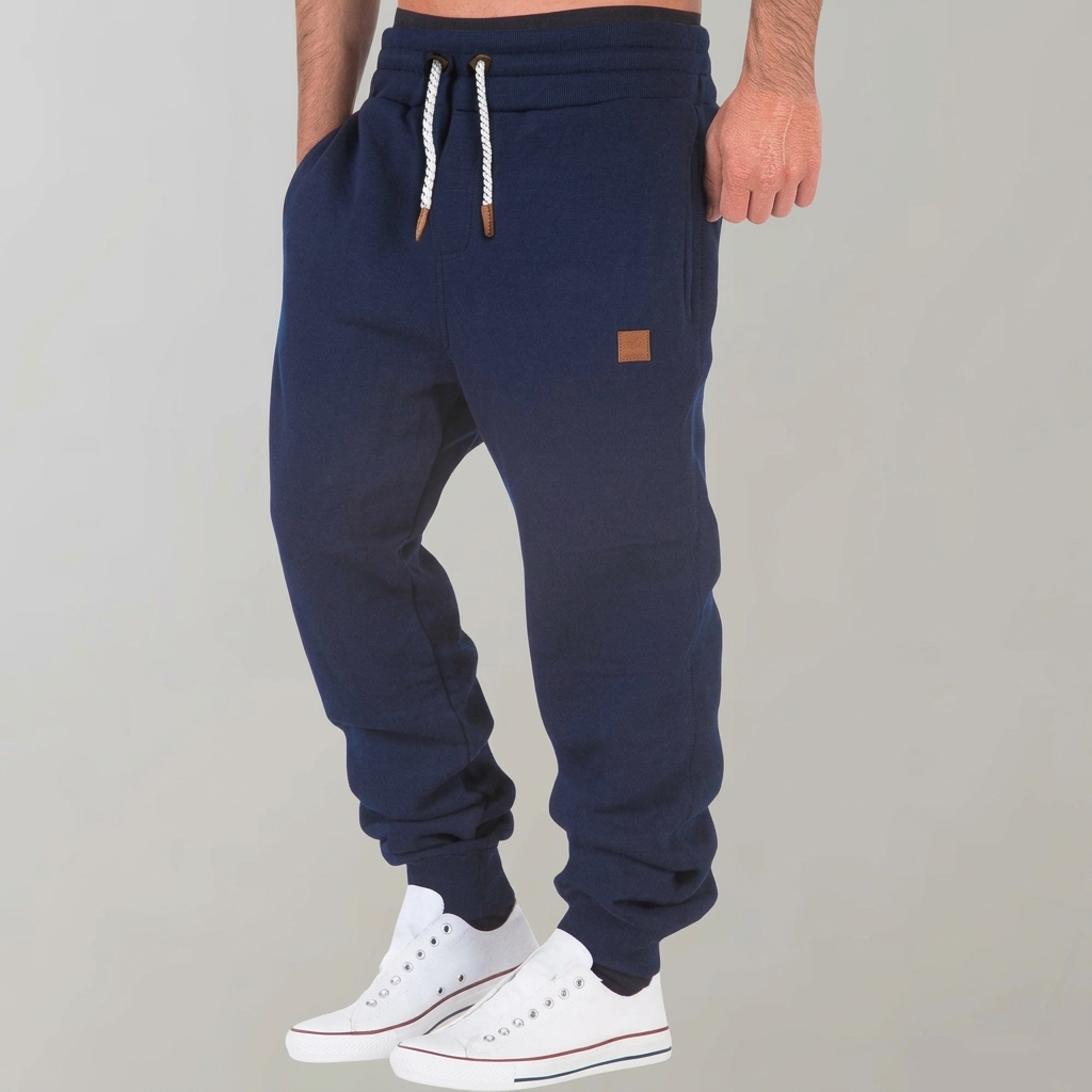Pantalon de jogging homme en tissu doux, taille élastique à cordon