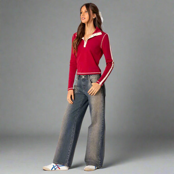 Jean Taille Basse pour Femme – Confort Stretch & Style Tendance Y2K