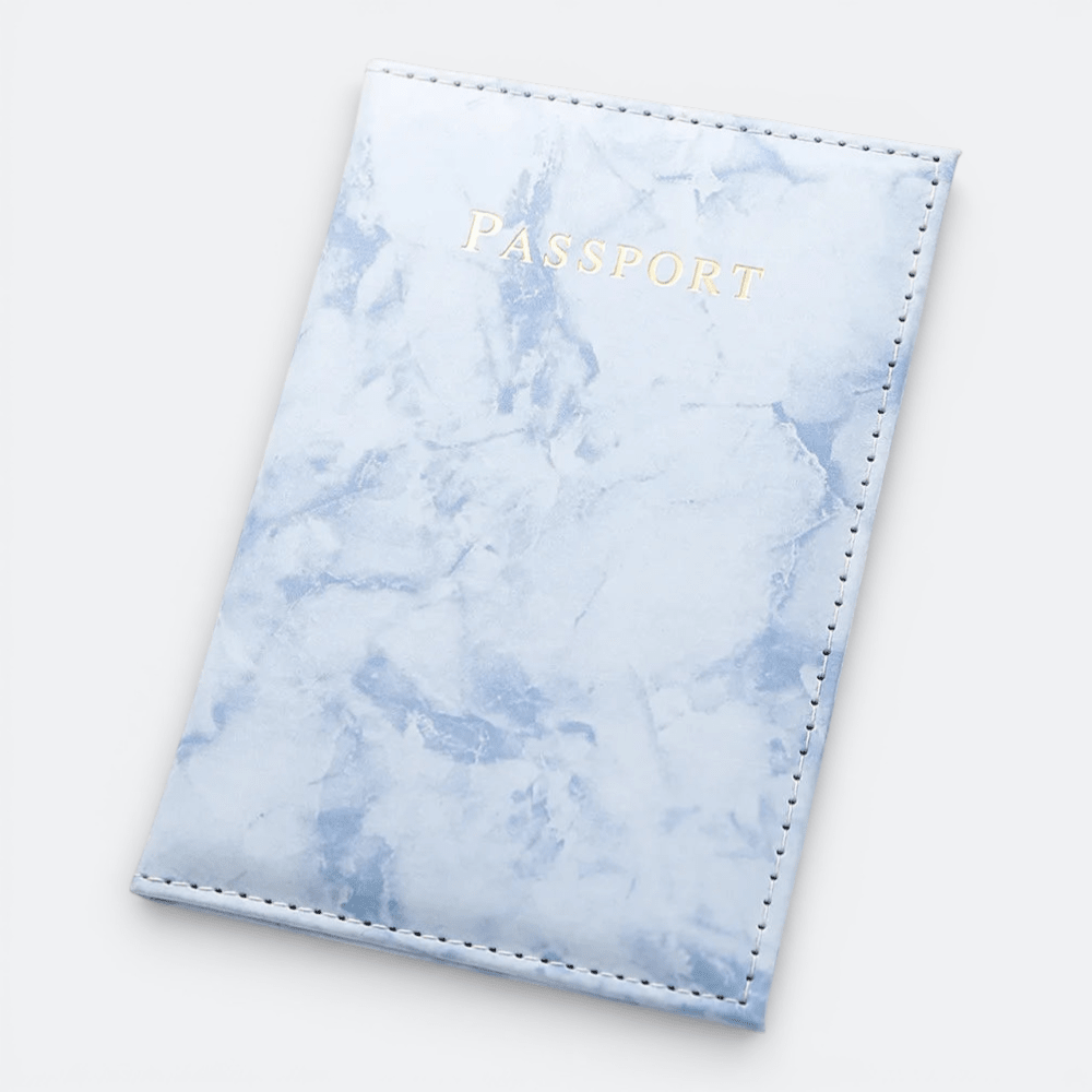 Joli Protège Passeport Marbre Bleu - | AïtaVia