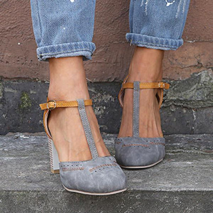 Escarpins femme en cuir à talon modéré, confortables et stables