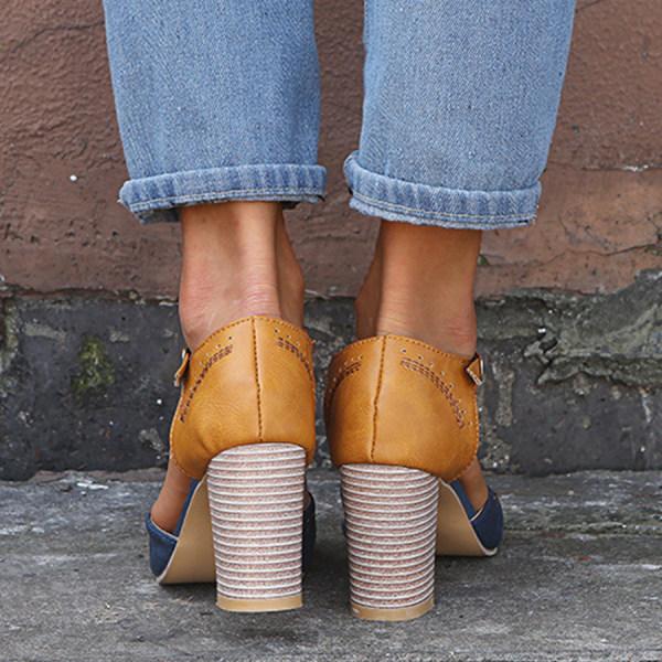 Escarpins femme en cuir à talon modéré, confortables et stables