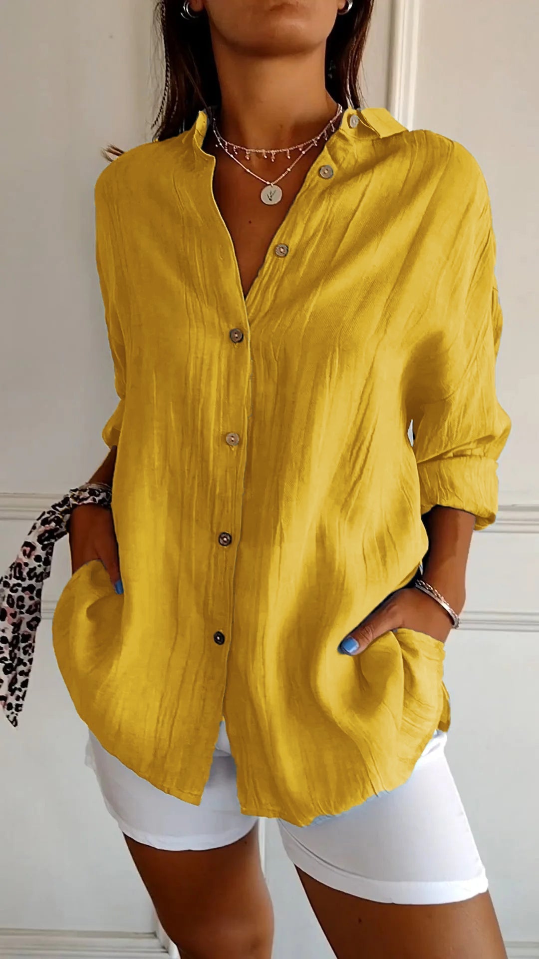 Chemise femme boutonnée à coupe flatteuse, du S au 5XL