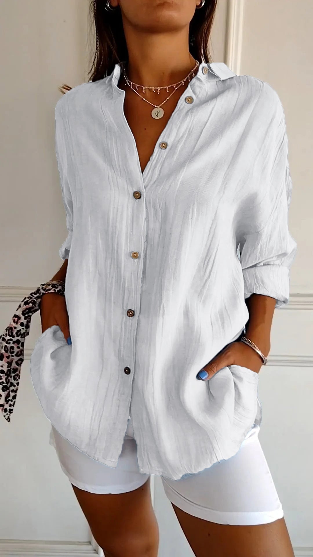 Chemise femme boutonnée à coupe flatteuse, du S au 5XL