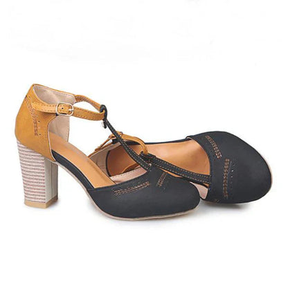Escarpins femme en cuir à talon modéré, confortables et stables