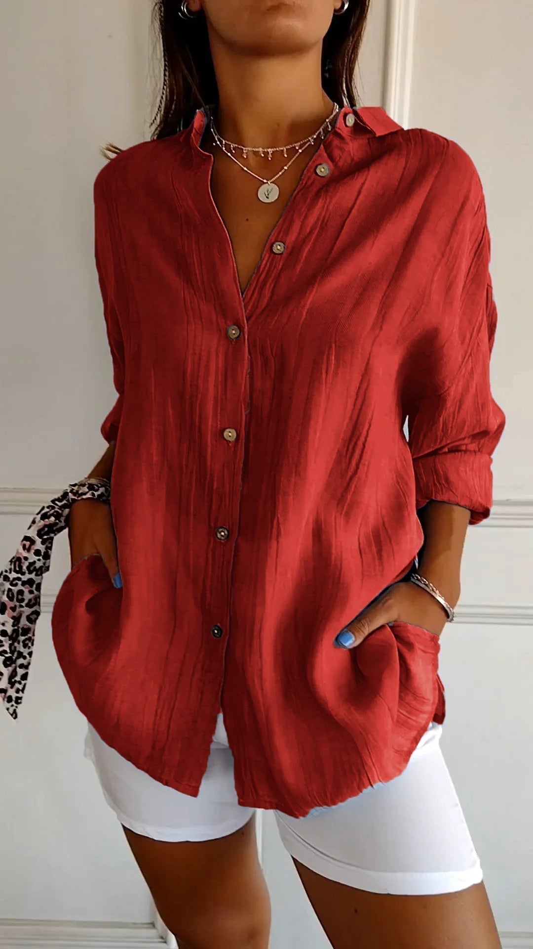 Chemise femme boutonnée à coupe flatteuse, du S au 5XL