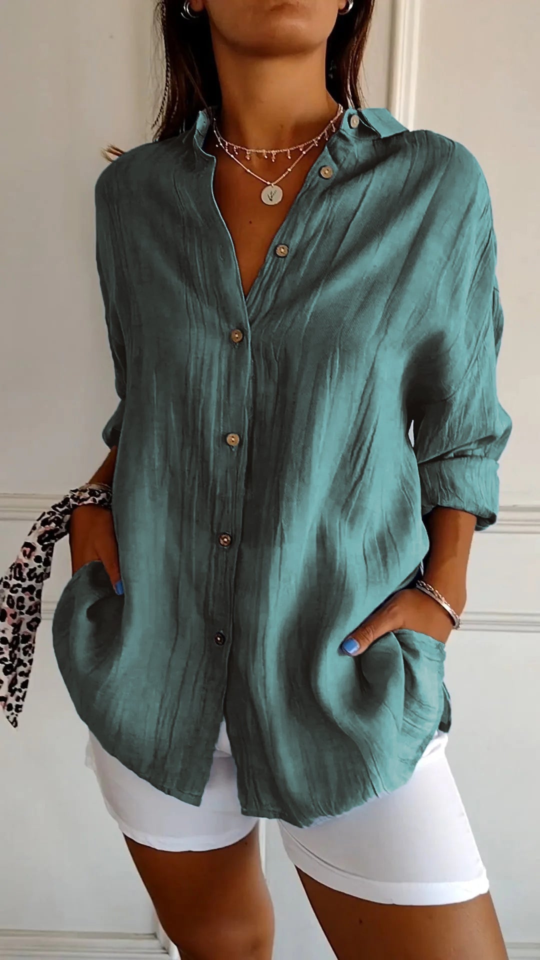Chemise femme boutonnée à coupe flatteuse, du S au 5XL