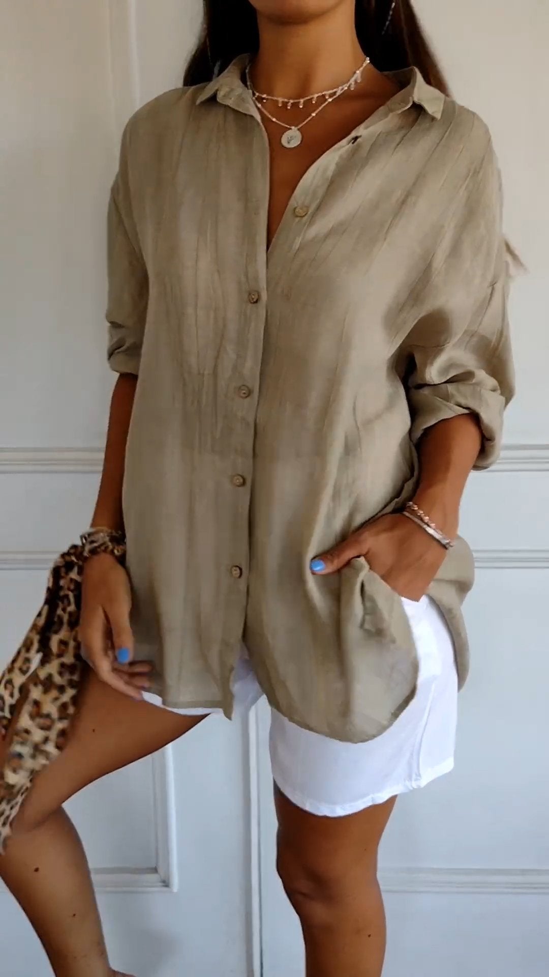 Chemise femme boutonnée à coupe flatteuse, du S au 5XL