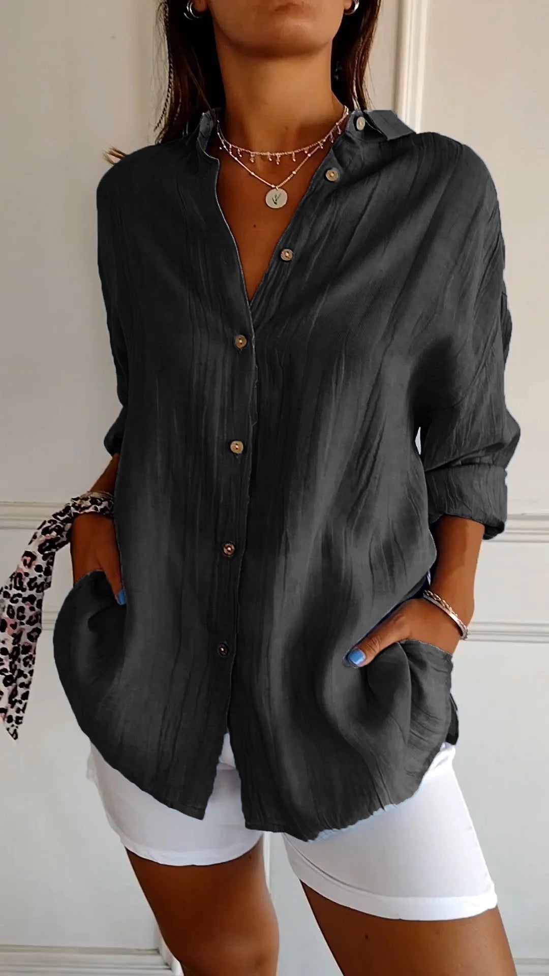 Chemise femme boutonnée à coupe flatteuse, du S au 5XL