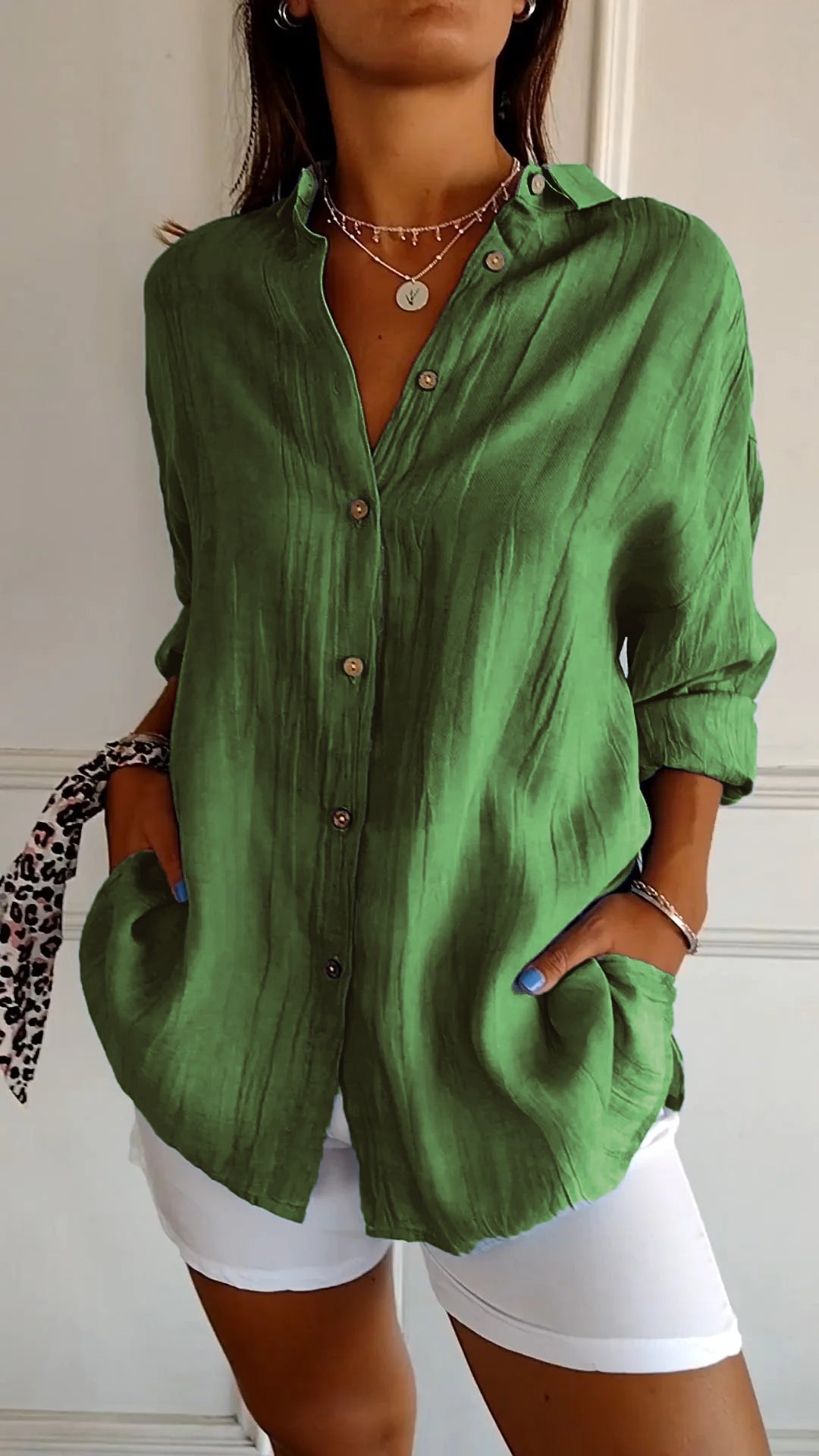 Chemise femme boutonnée à coupe flatteuse, du S au 5XL