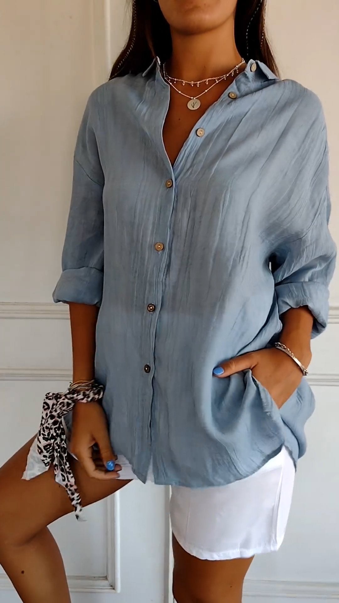 Chemise femme boutonnée à coupe flatteuse, du S au 5XL