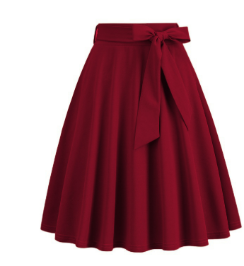 Jupe Midi A-Line Élégante pour Femme : Taille Haute, Nœud Latéral Chic & Silhouette Flatteuse
