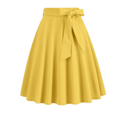 Jupe Midi A-Line Élégante pour Femme : Taille Haute, Nœud Latéral Chic & Silhouette Flatteuse