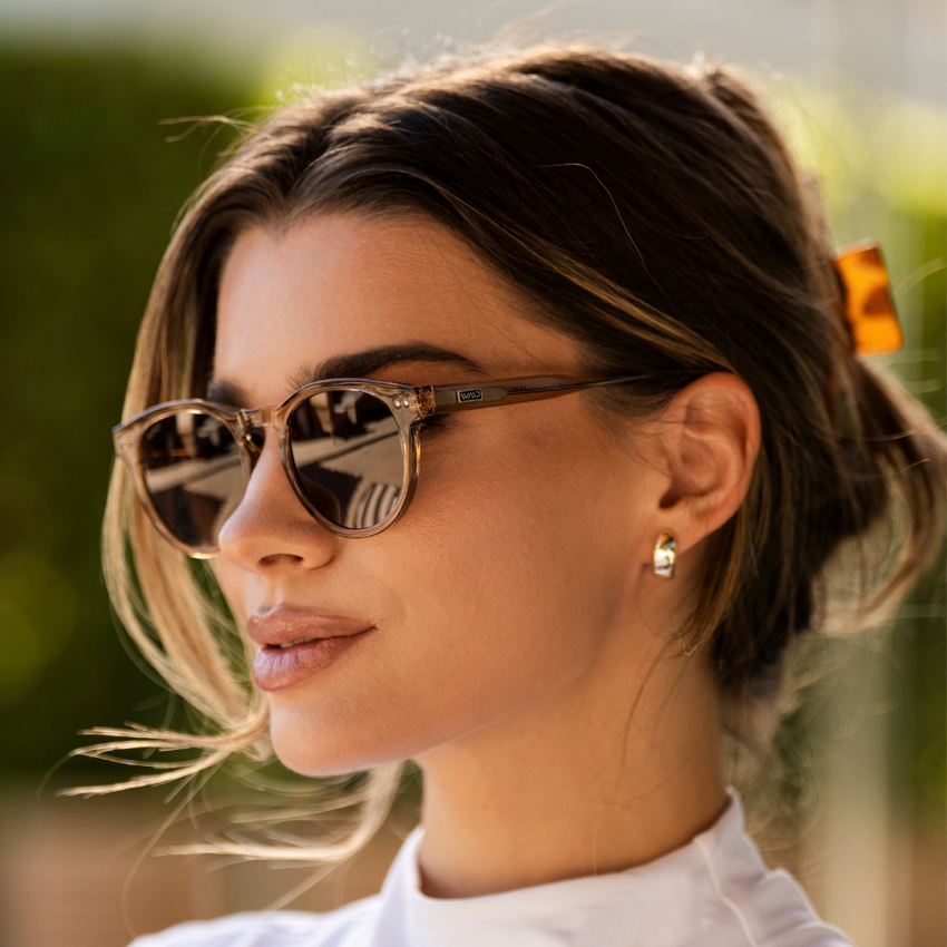 Lunettes de Soleil Femme - Rond Marron Polarisées UV