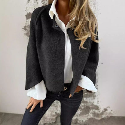 Manteau Court Chic pour Femme – Élégance Moderne à Boutons-Pression