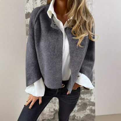 Manteau Court Chic pour Femme – Élégance Moderne à Boutons-Pression