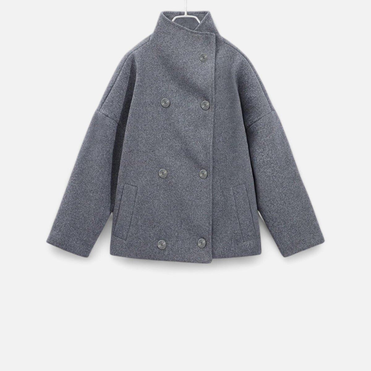 Manteau Court Femme Chic à Col Haut – Élégance Automne-Hiver