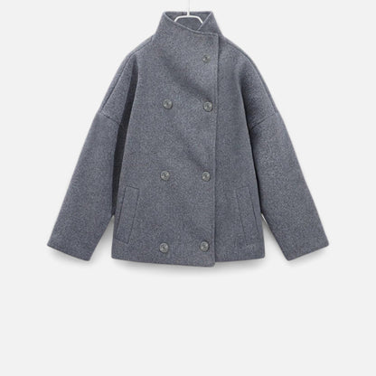 Manteau Court Femme Chic à Col Haut – Élégance Automne-Hiver