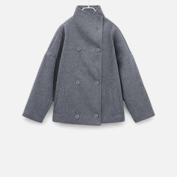 Manteau Court Femme Chic à Col Haut – Élégance Automne-Hiver