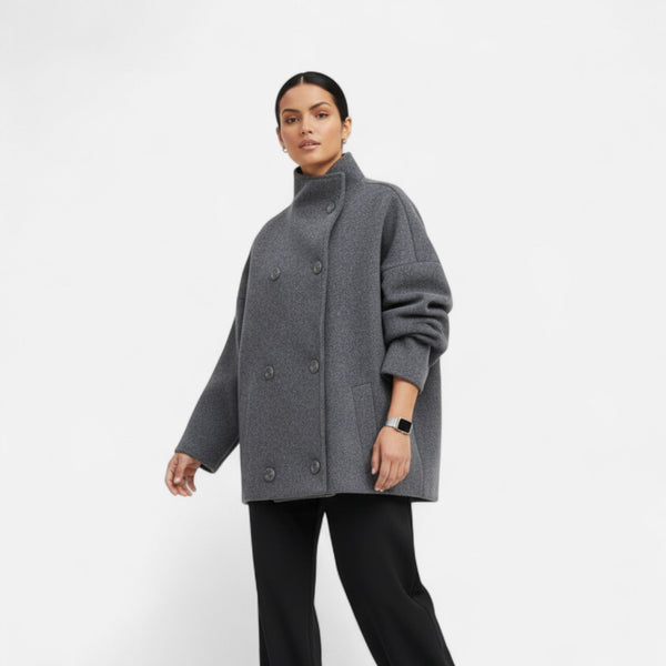 Manteau Court Femme Chic à Col Haut – Élégance Automne-Hiver