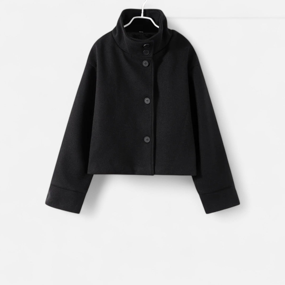 Manteau Court Femme Chic à Col Haut – Élégance Automne-Hiver