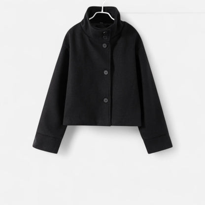 Manteau Court Femme Chic à Col Haut – Élégance Automne-Hiver