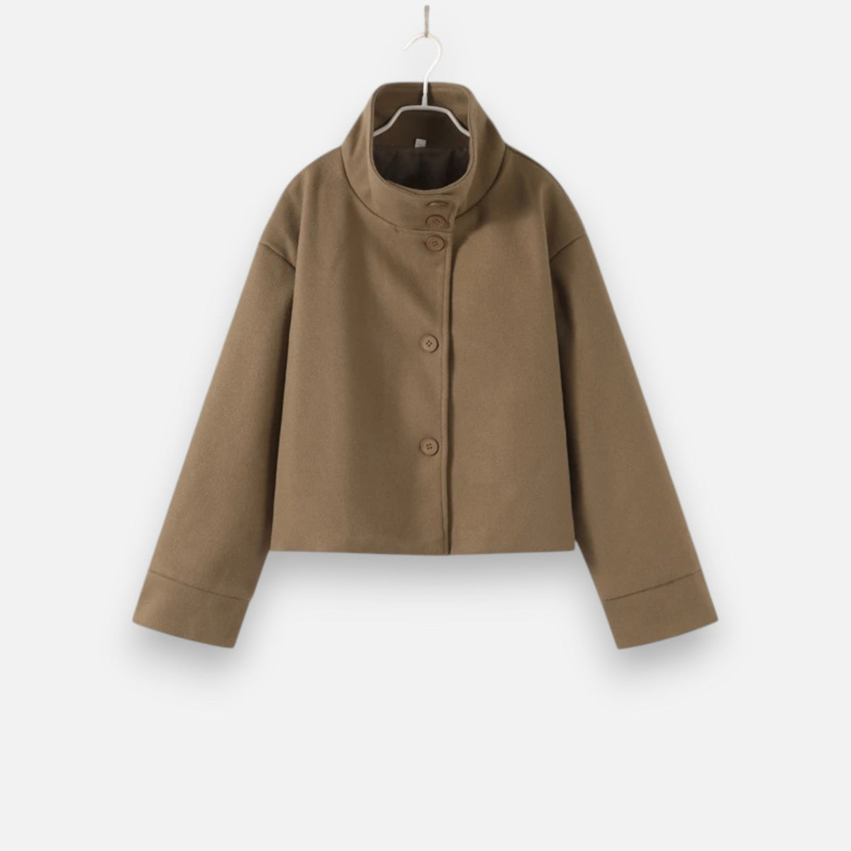 Manteau Court Femme Chic à Col Haut – Élégance Automne-Hiver
