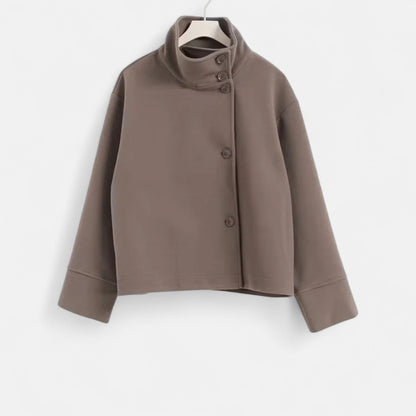 Manteau Court Femme Chic à Col Haut – Élégance Automne-Hiver
