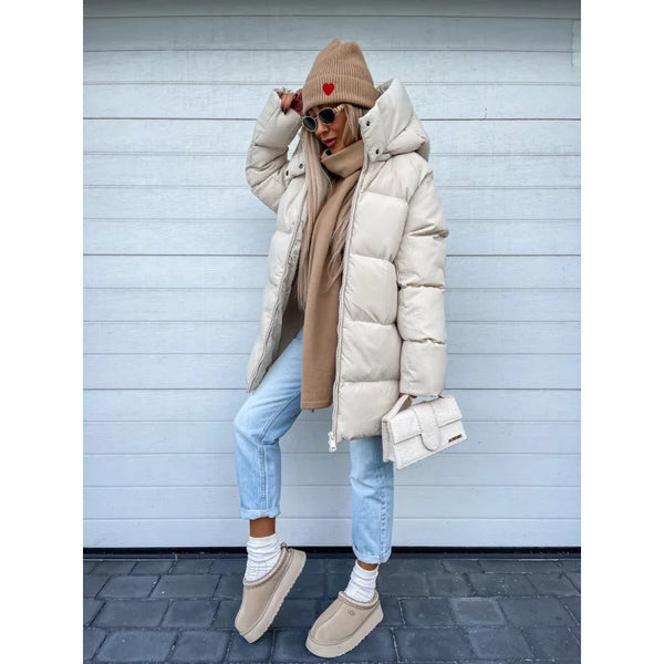 Manteau d'Hiver Chaud pour Femme avec Capuche et Fermeture Éclair