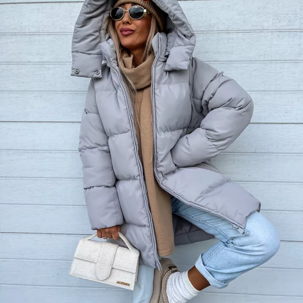 Manteau d'Hiver Chaud pour Femme avec Capuche et Fermeture Éclair