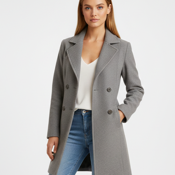 Manteau Long Femme Élégant – Coupe Structurée pour Hiver Chic