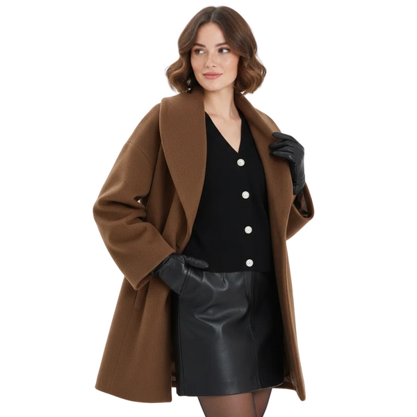 Manteau Oversize Élégant Femme | Veste Longue à Revers Larges