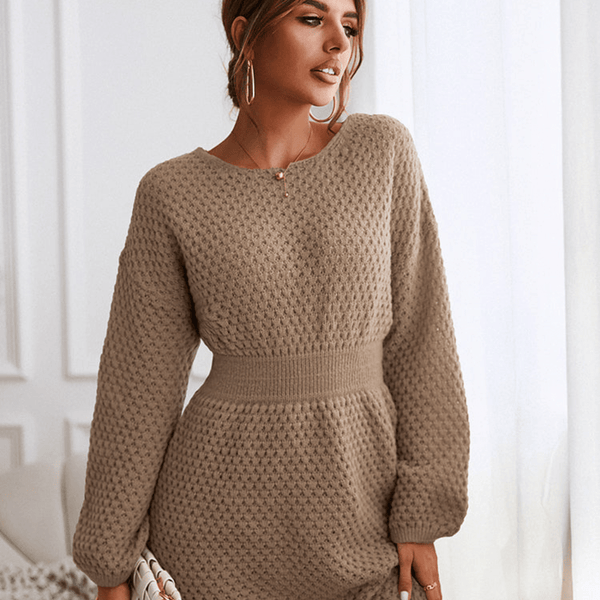 Robe Pull Mini Femme à Manches Longues – Élégance Ajustée Automne/Hiver