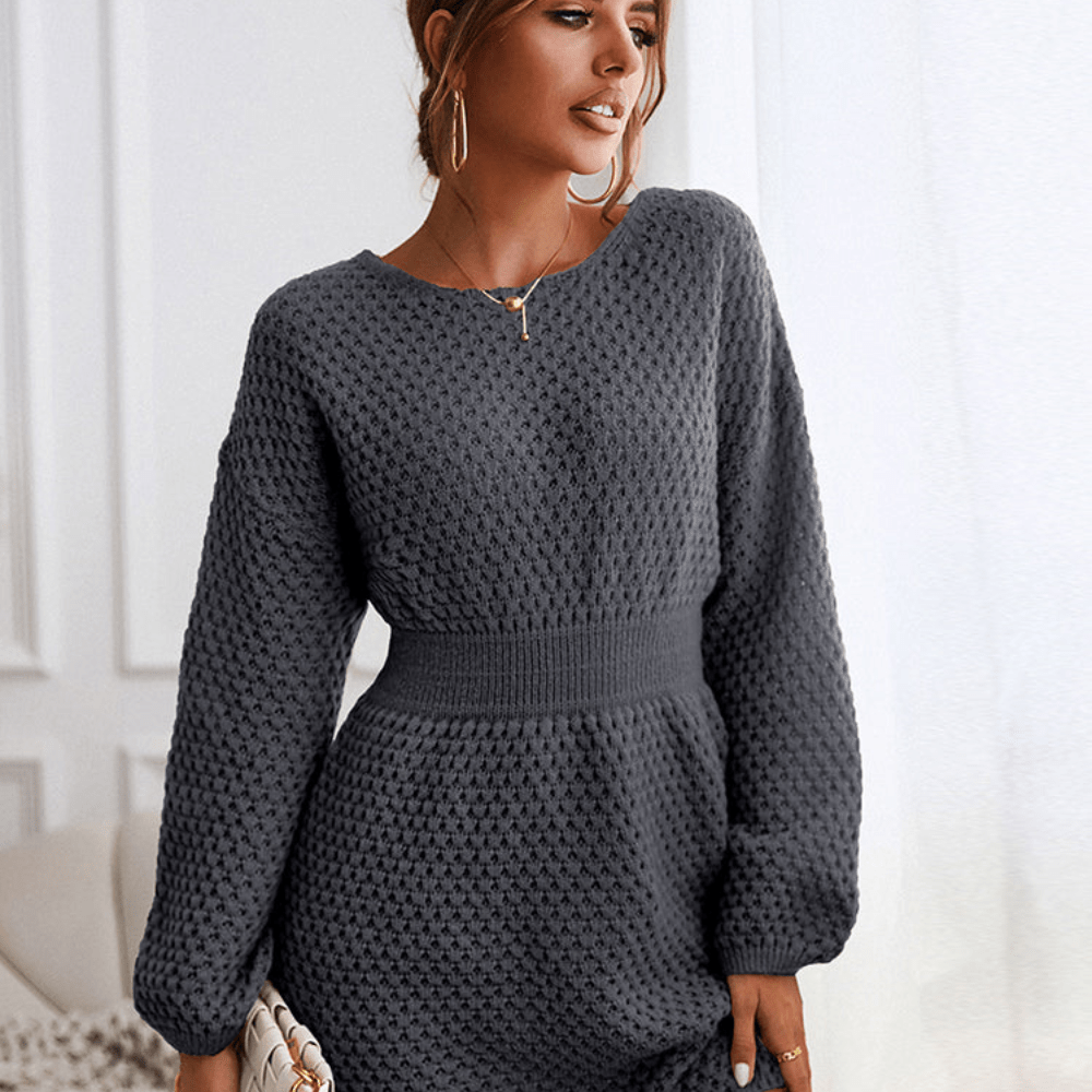 Robe Pull Mini Femme à Manches Longues – Élégance Ajustée Automne/Hiver