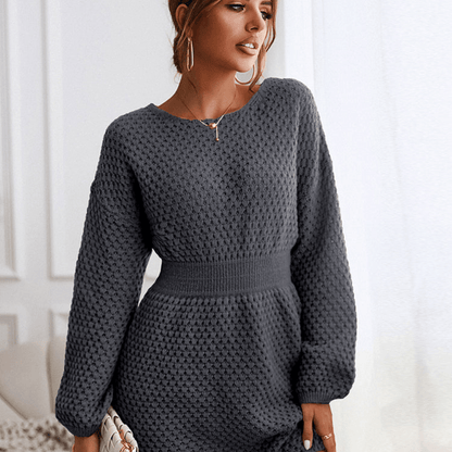 Robe Pull Mini Femme à Manches Longues – Élégance Ajustée Automne/Hiver